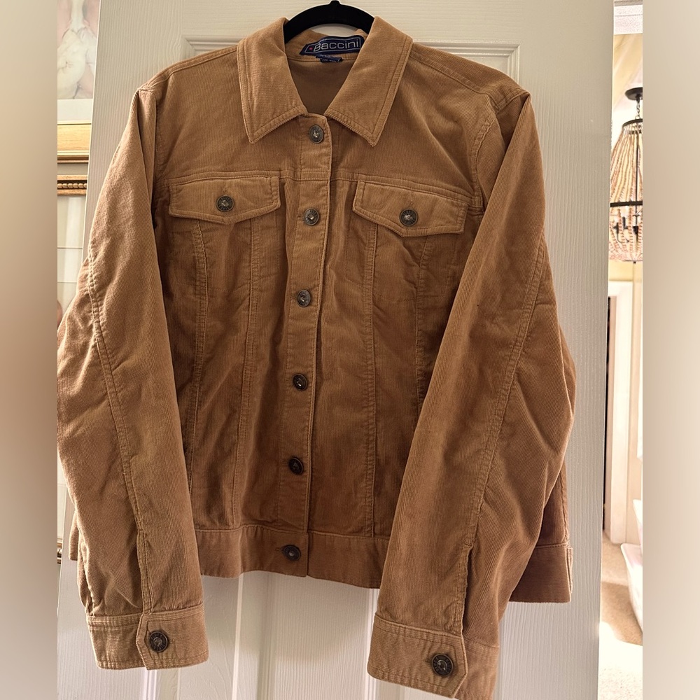 Baccine camel colored thin corduroy jean jacket size XL like new